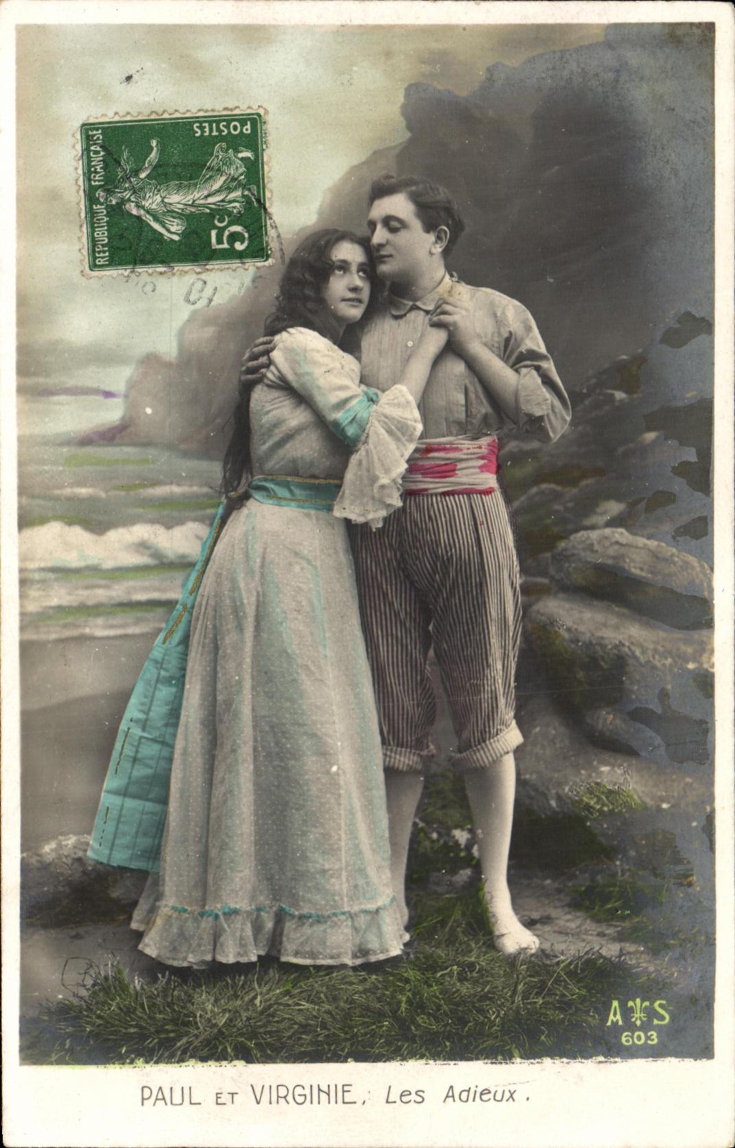 VINTAGE POSTCARD Paul And Virgihie Good byes