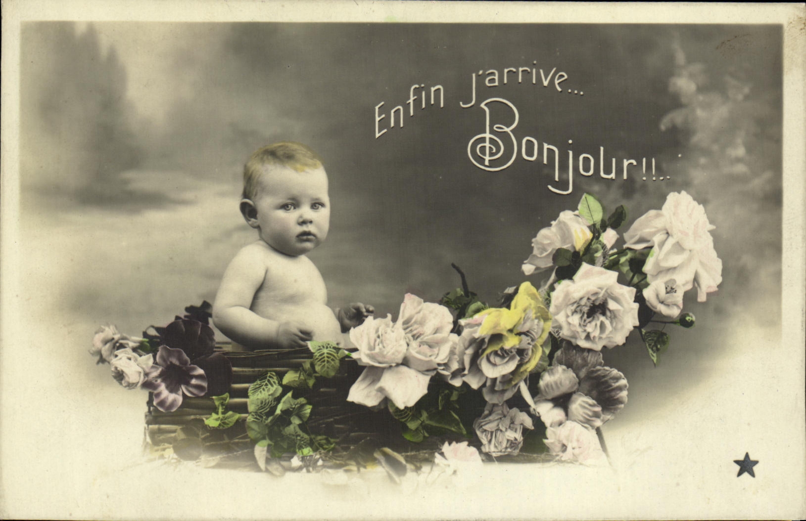 VINTAGE POSTCARD Happy New Year Child Baby