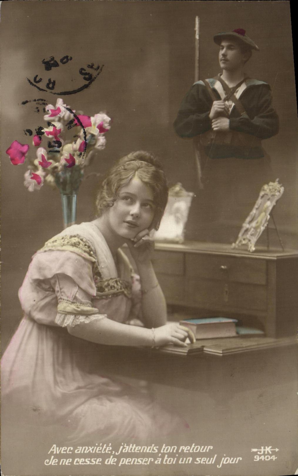 VINTAGE POSTCARD Fantasy Woman Marine Militaria Soldier