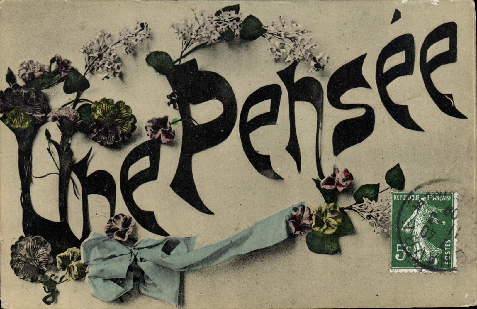 POSTAL de la VENDIMIA las flores del pensamiento