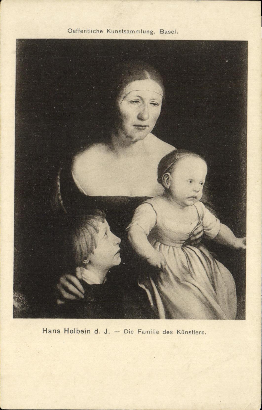 VINTAGE POSTCARD Hans Holbein Die family of Kunstlers