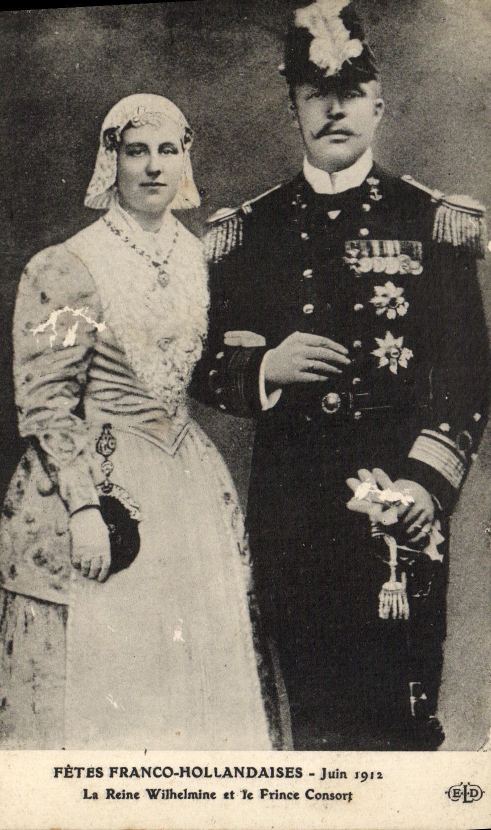 CPA Fetes Franco Hollandaises Juin 1912 La Reine Wilhelmine et le prince Consort