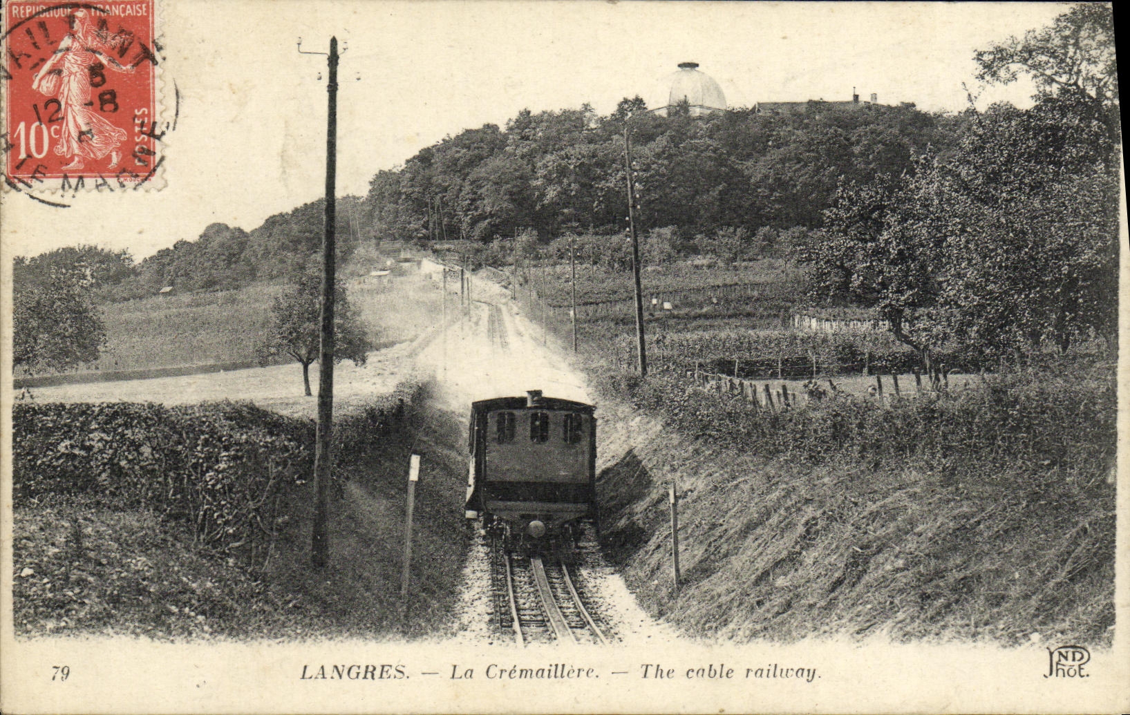 VINTAGE POSTCARD Langres the Toothed rack Train