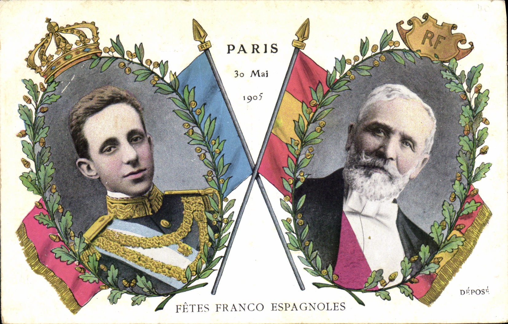 CPA Fetes Franco Espagnoles Alpfonso XIII Loubet
