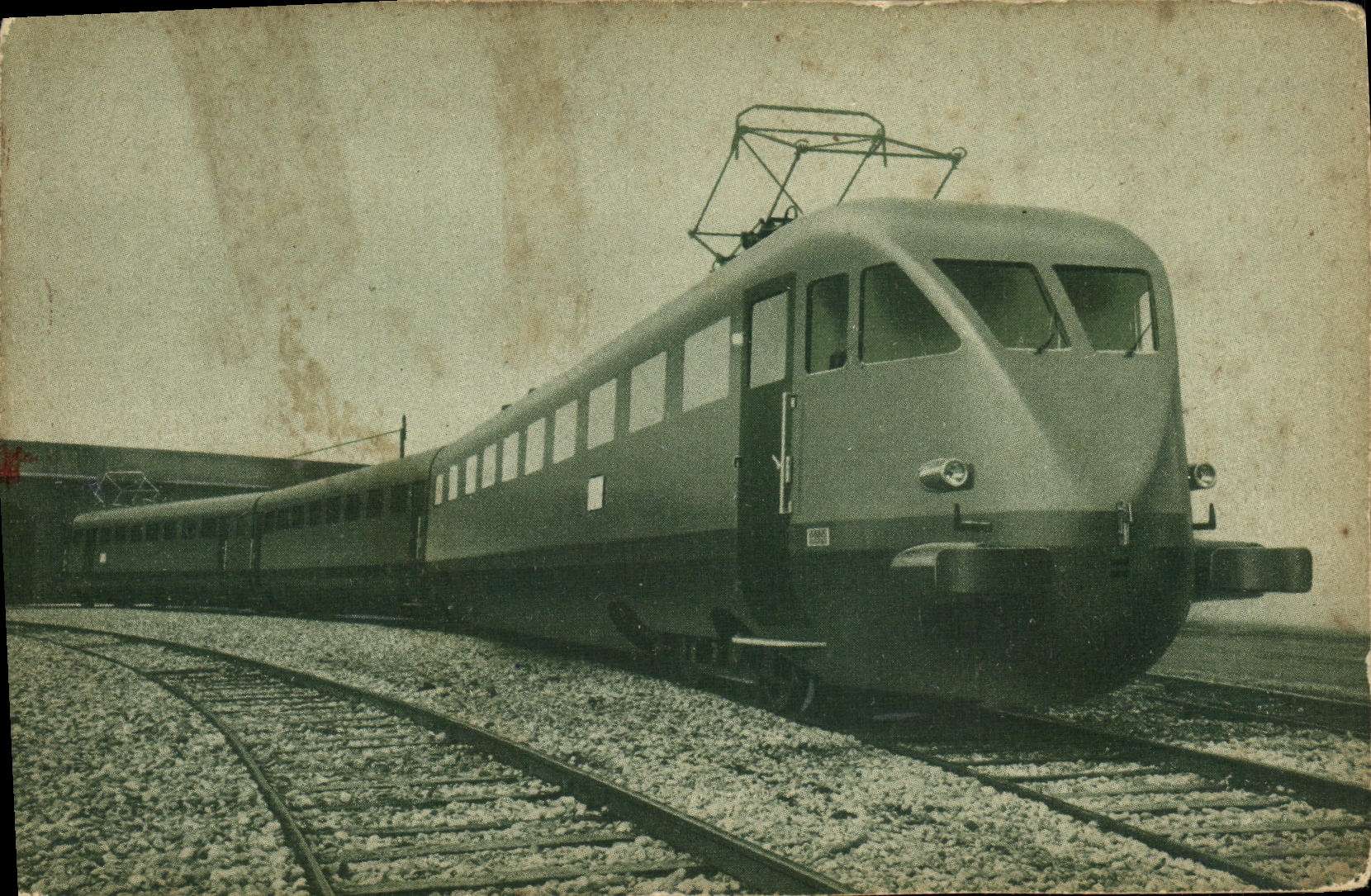 CARTE PHOTO Train Locomotive Rame automotrice triple electrique a courant continu 