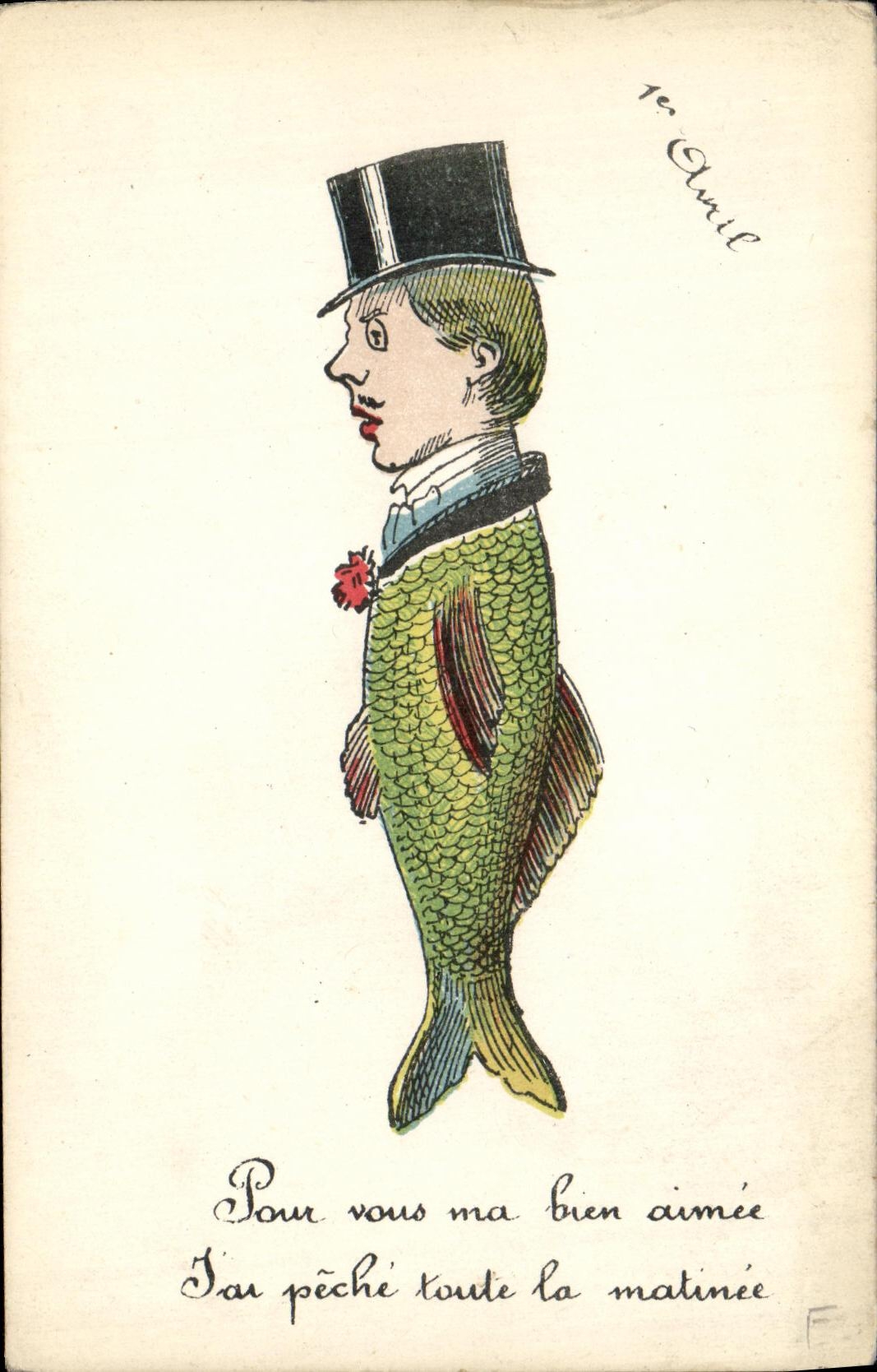 CPA Fantaisie 1er Avril Homme Poisson 