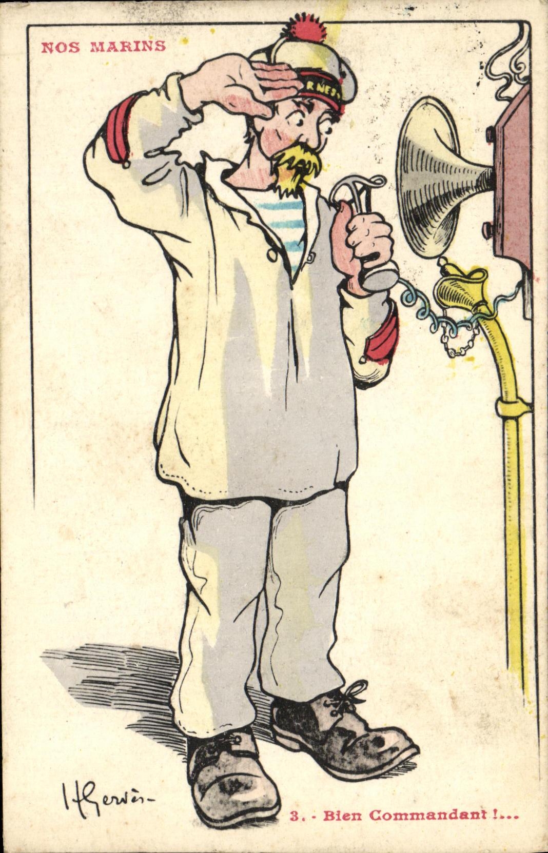 CPA Fantaisie Illustrateurs Gervese Nos marins Bien commandant Militaria