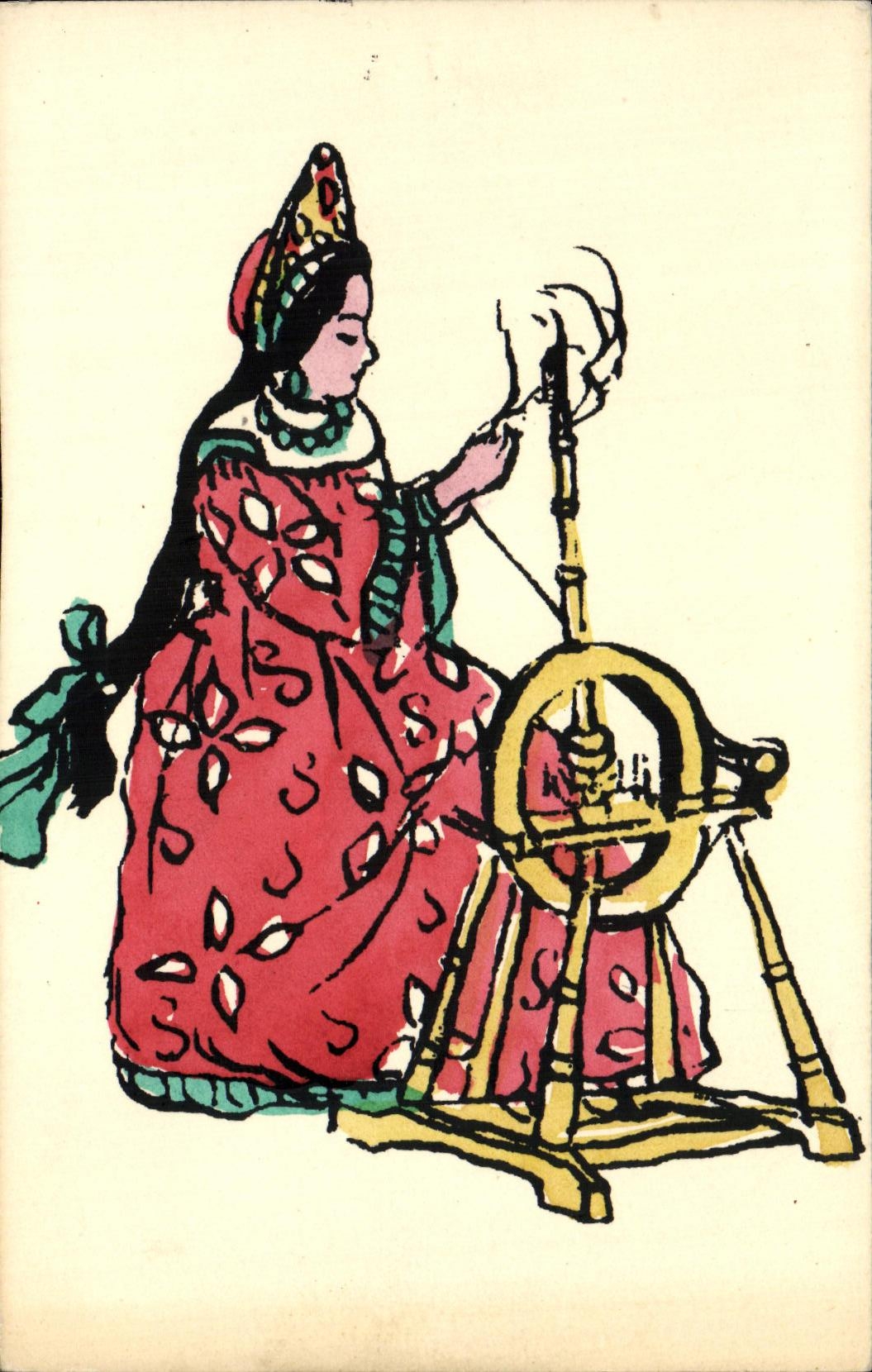 VINTAGE POSTCARD Fantasy Ropemaking machine