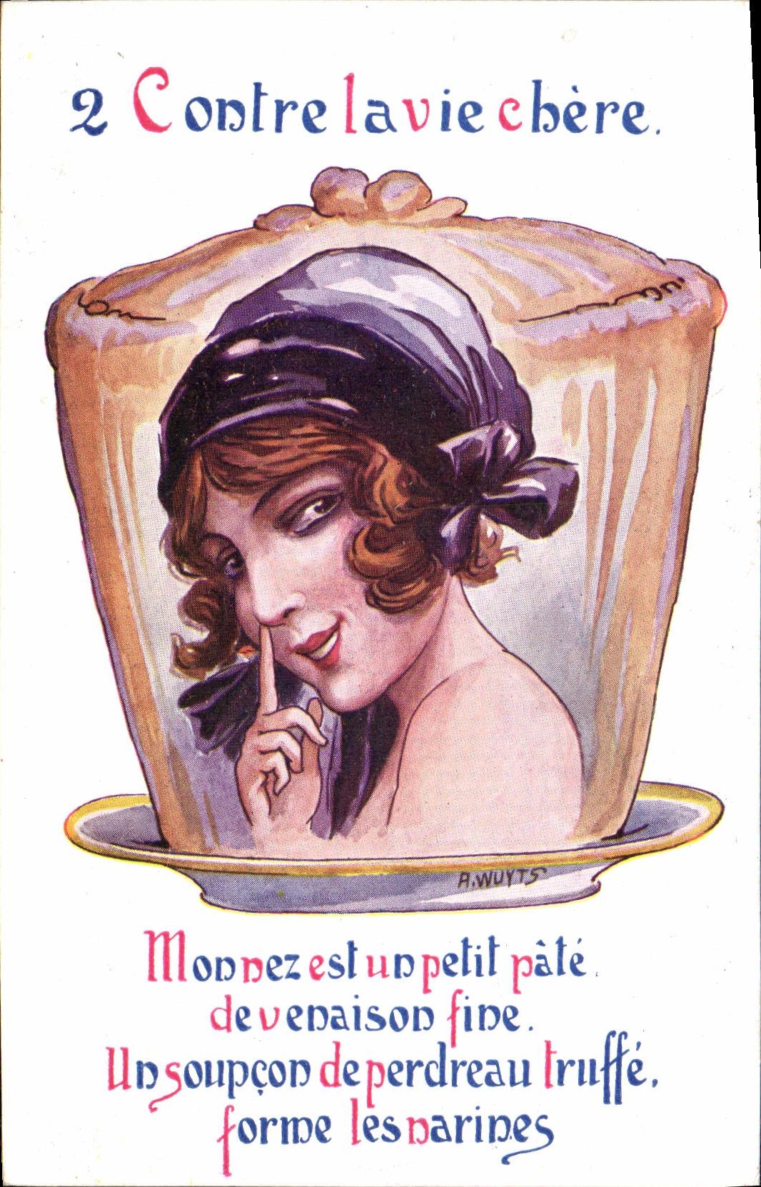 VINTAGE POSTCARD Fantasy Woman Against the expensive life