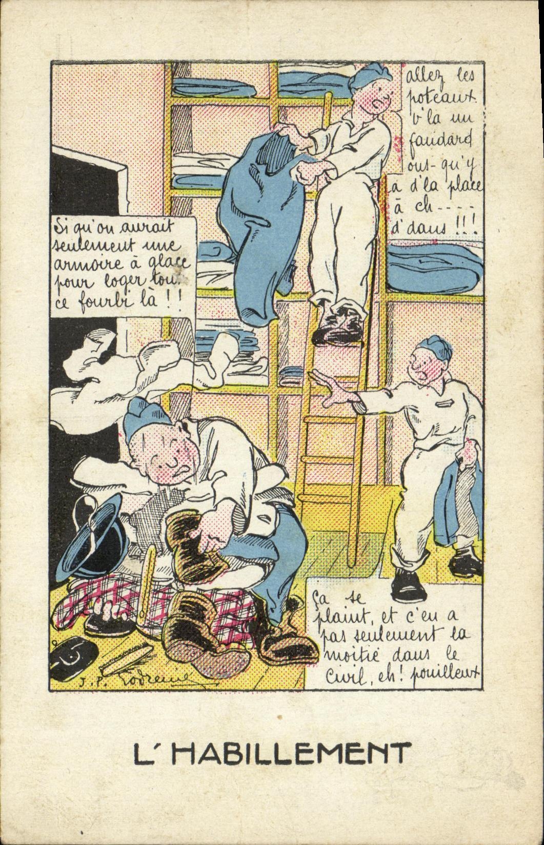 VINTAGE POSTCARD L clothing militaria