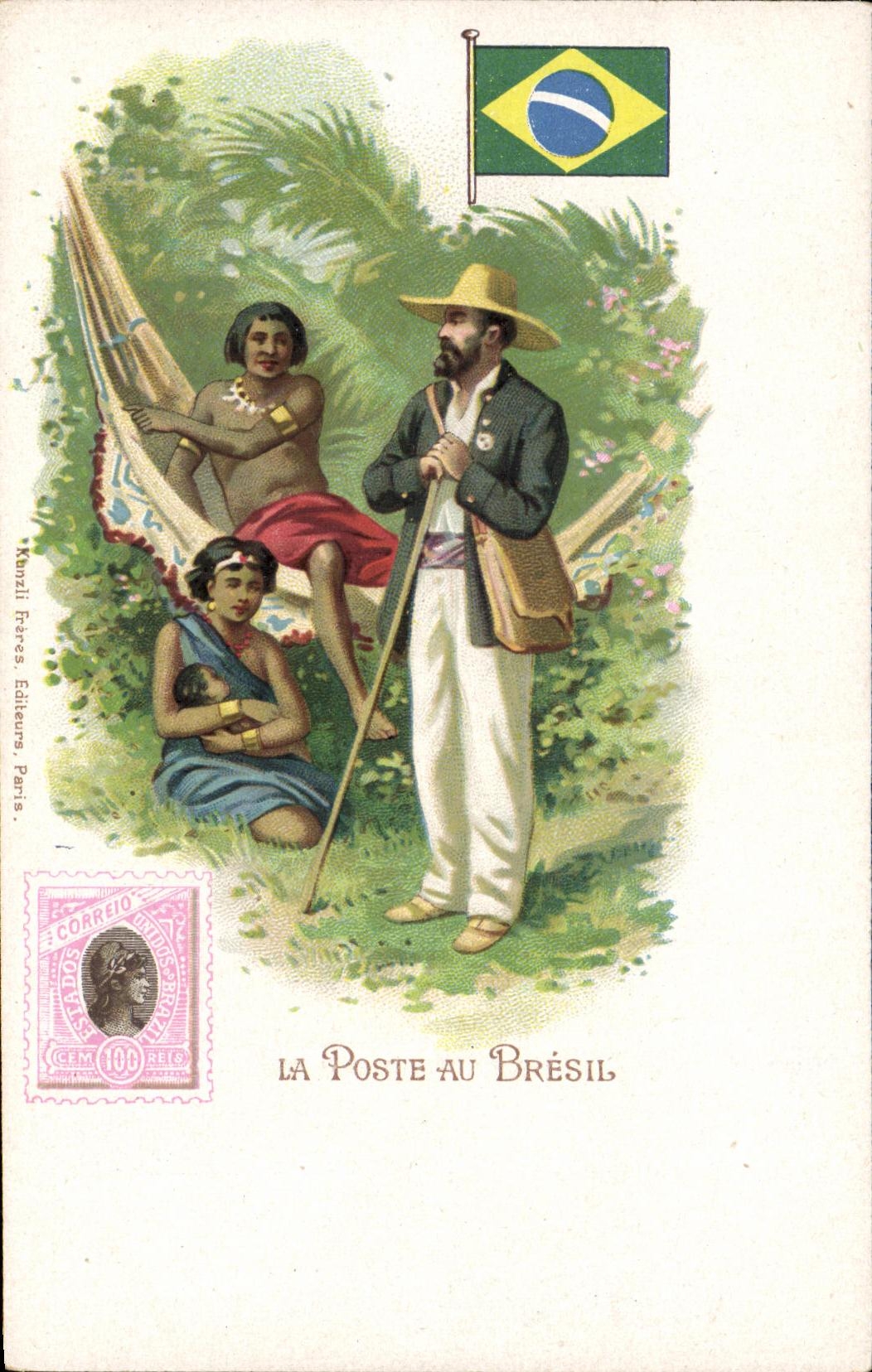 VINTAGE POSTCARD the post office in Brazil