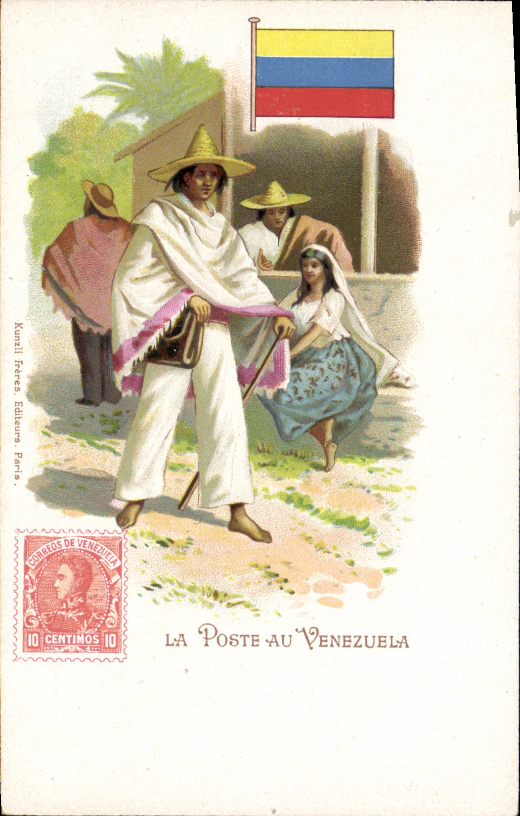 VINTAGE POSTCARD the post office in Venezuela