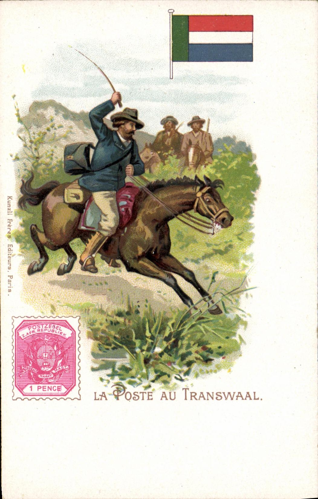 VINTAGE POSTCARD the post office in Transvaal South Africa Horse
