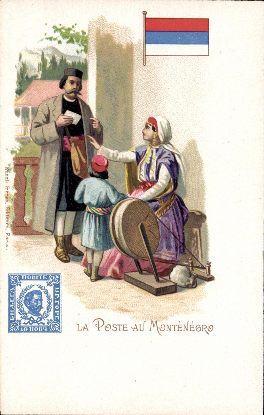CPA La poste au montenegro