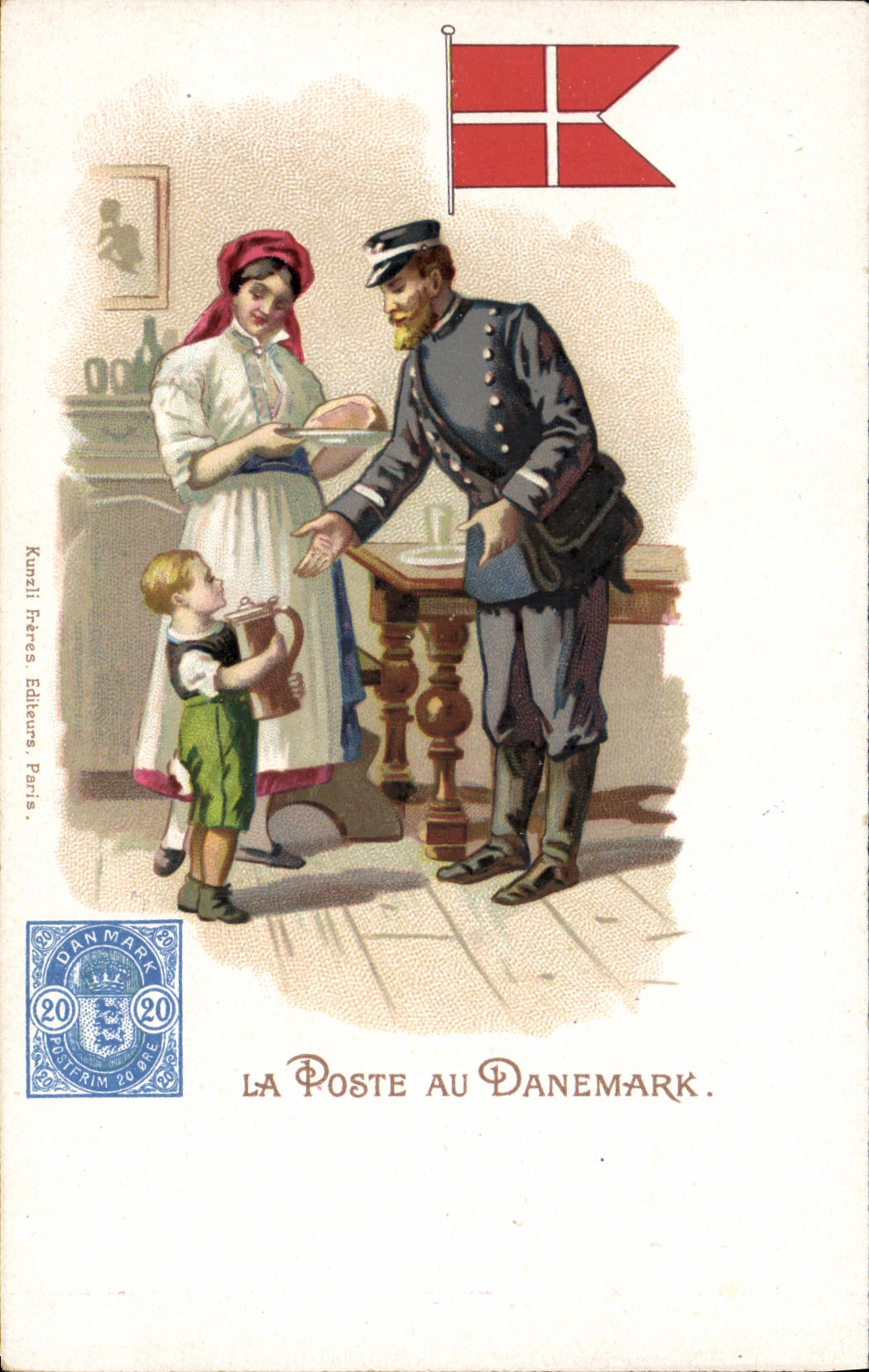 VINTAGE POSTCARD the post office in Denmark