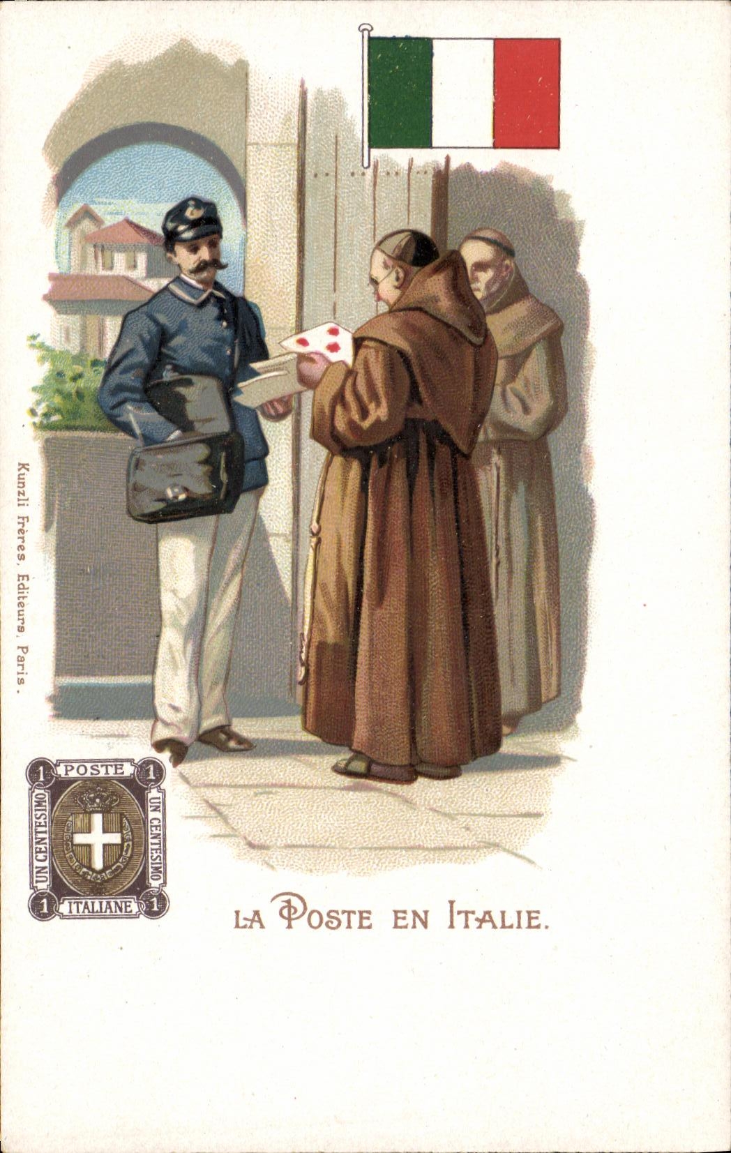 VINTAGE POSTCARD the post office in Italy