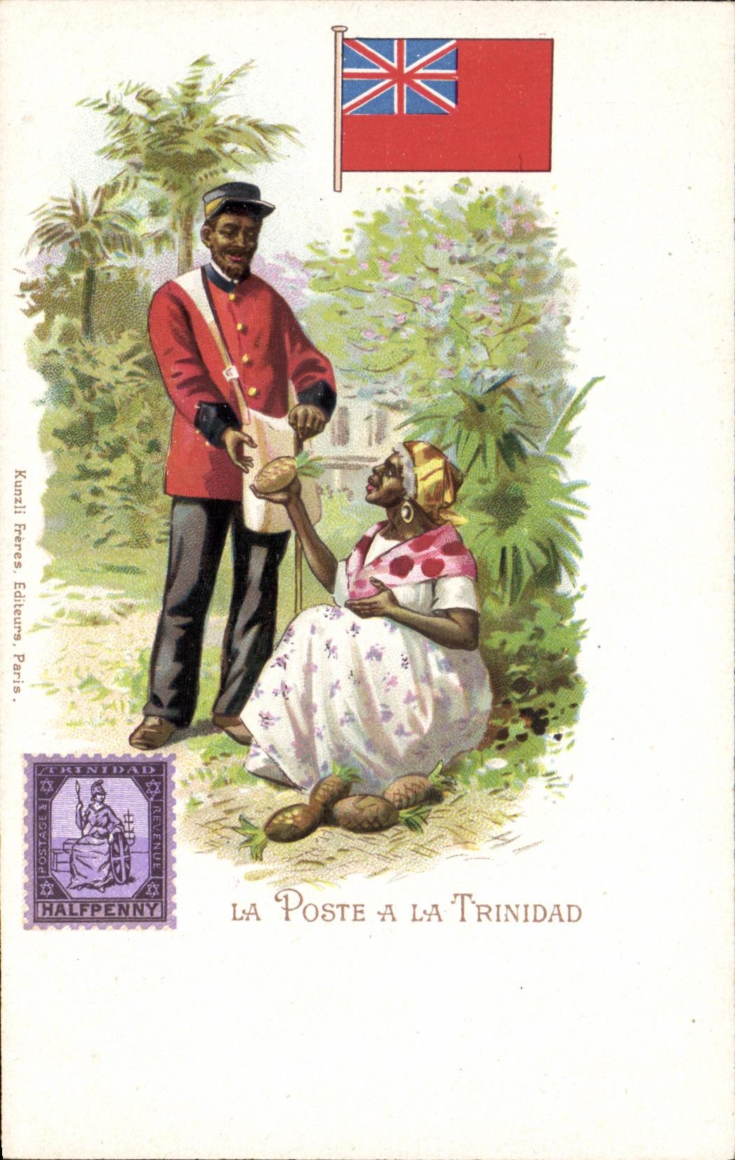 VINTAGE POSTCARD the post office in Trinidad