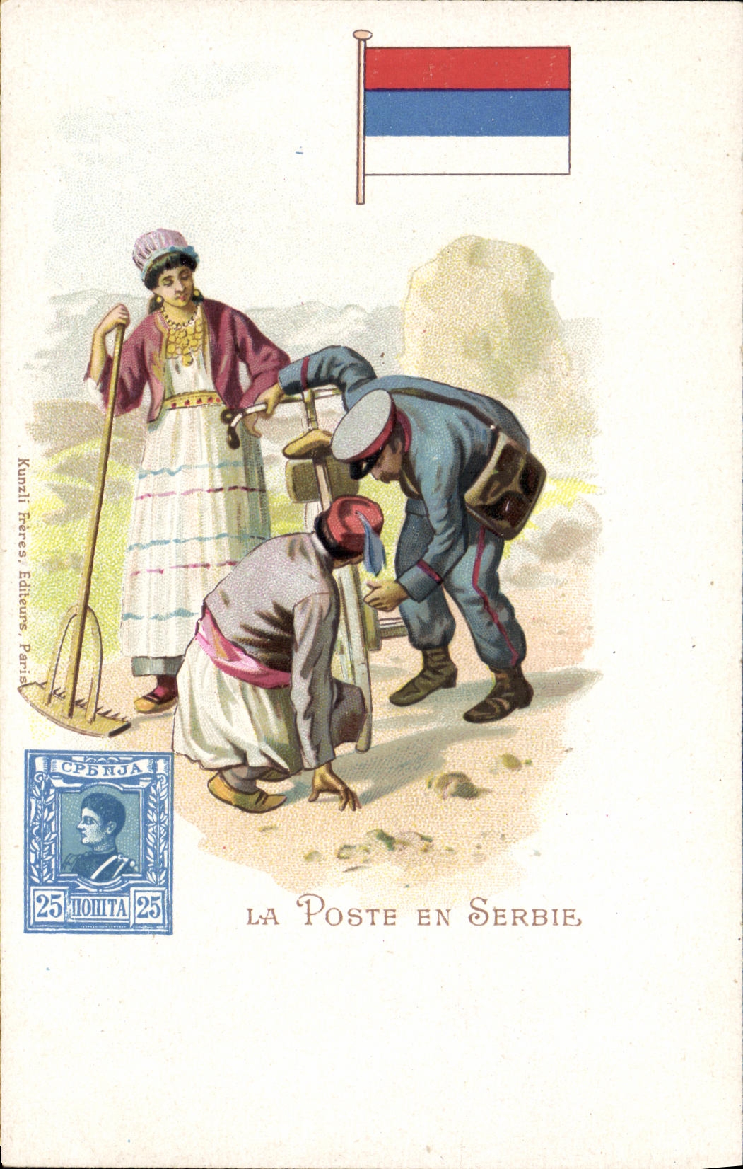 VINTAGE POSTCARD the post office in Serbia