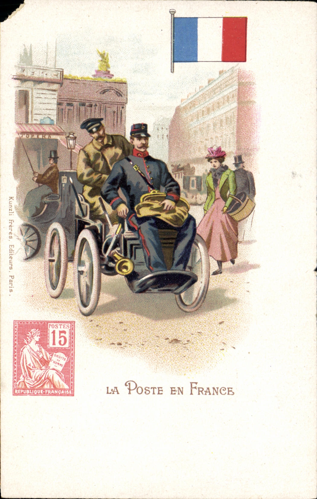 CPA La poste en France automobile Militaria