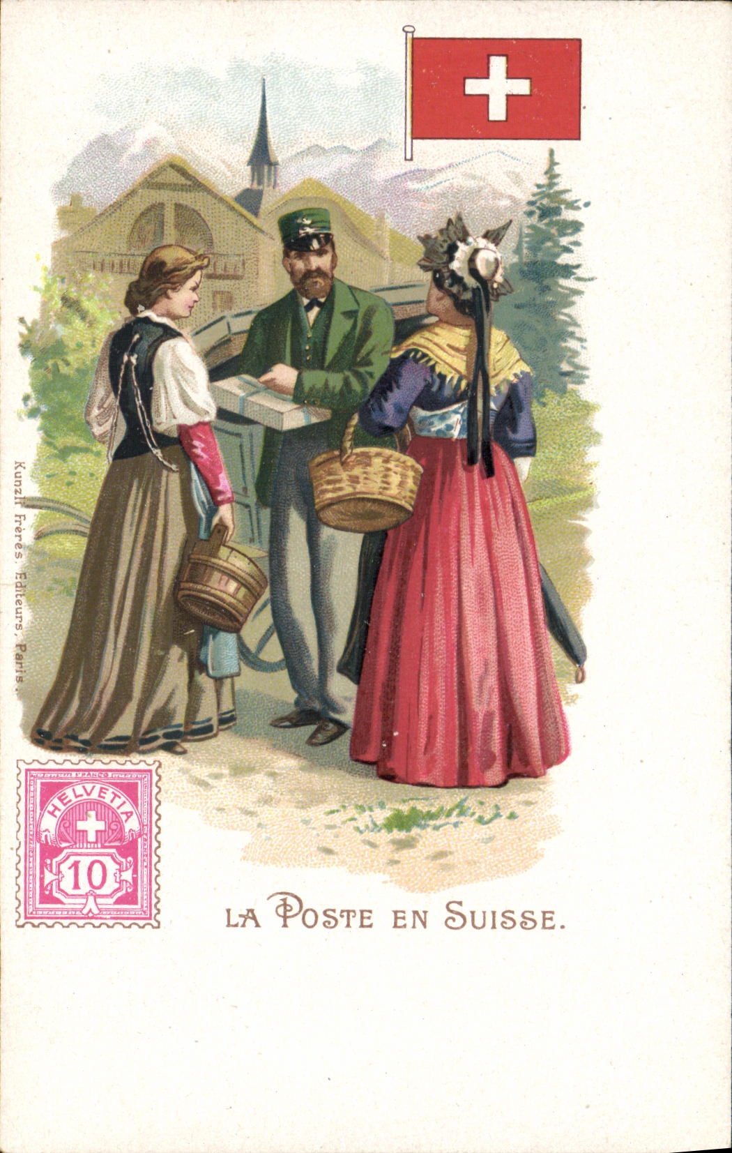 VINTAGE POSTCARD the post office in Switzerland