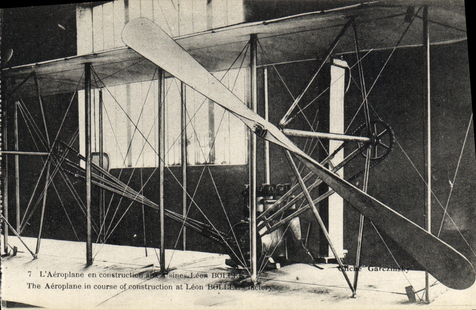 VINTAGE POSTCARD Aviation Wilbur Wright L airplane in construction Leon Bowlful