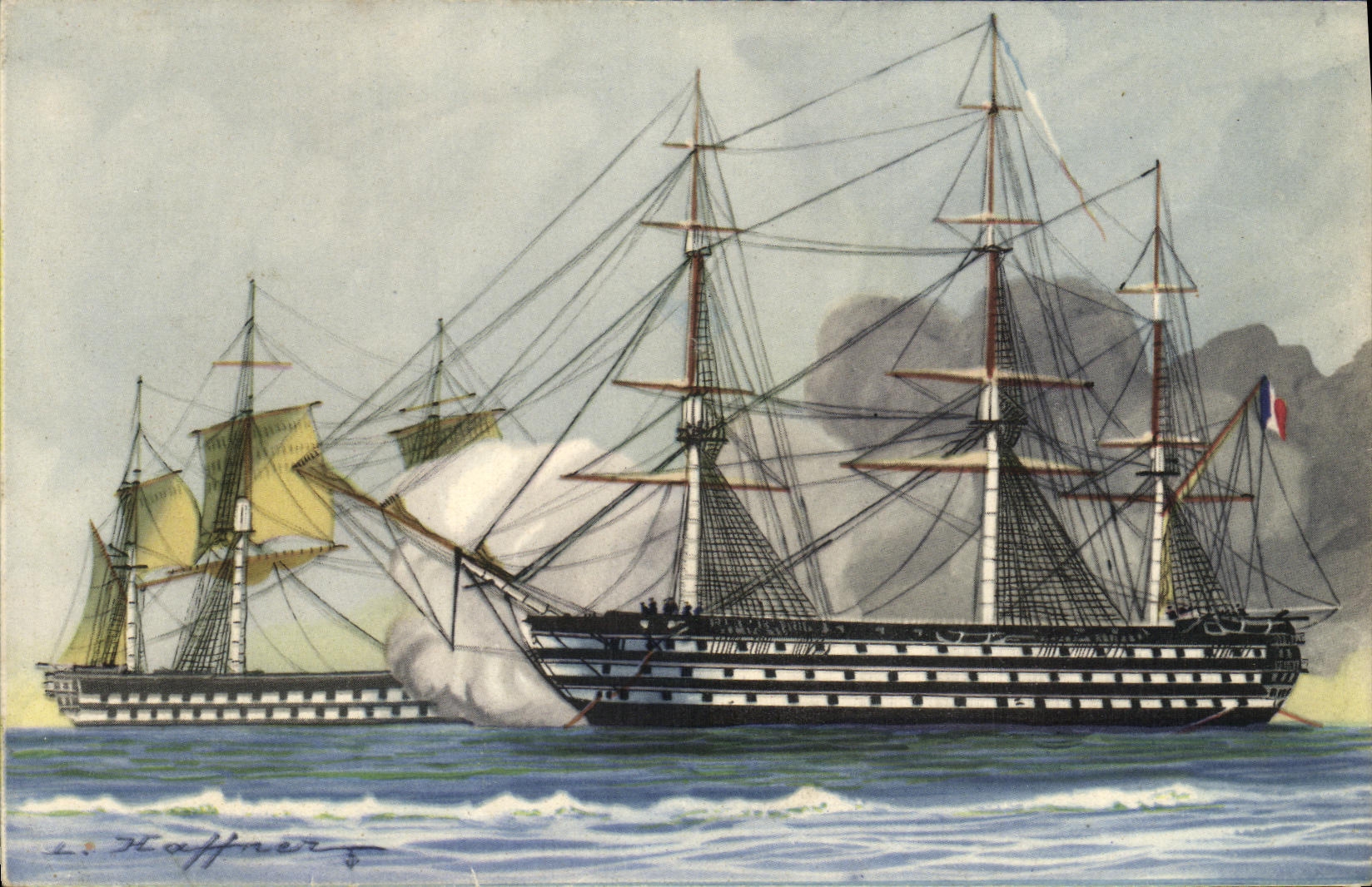CPM Bateaux Combat a l embossage Haffner voilier