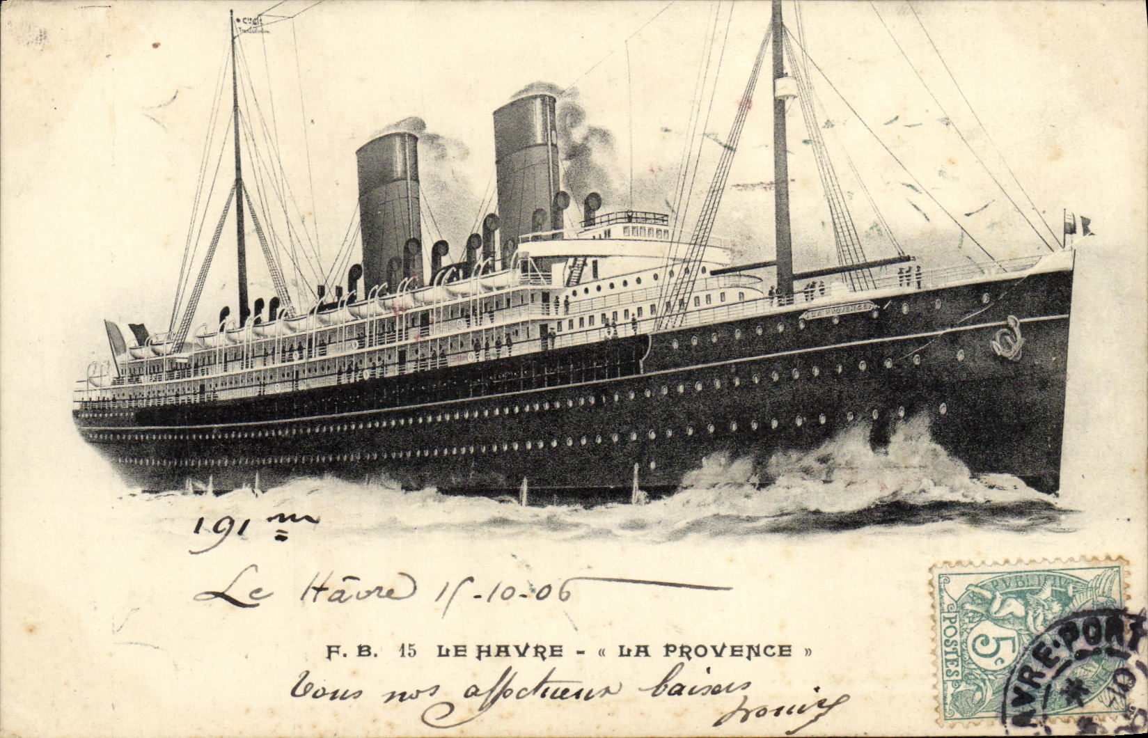 VINTAGE POSTCARD Steamer Le Havre Provence