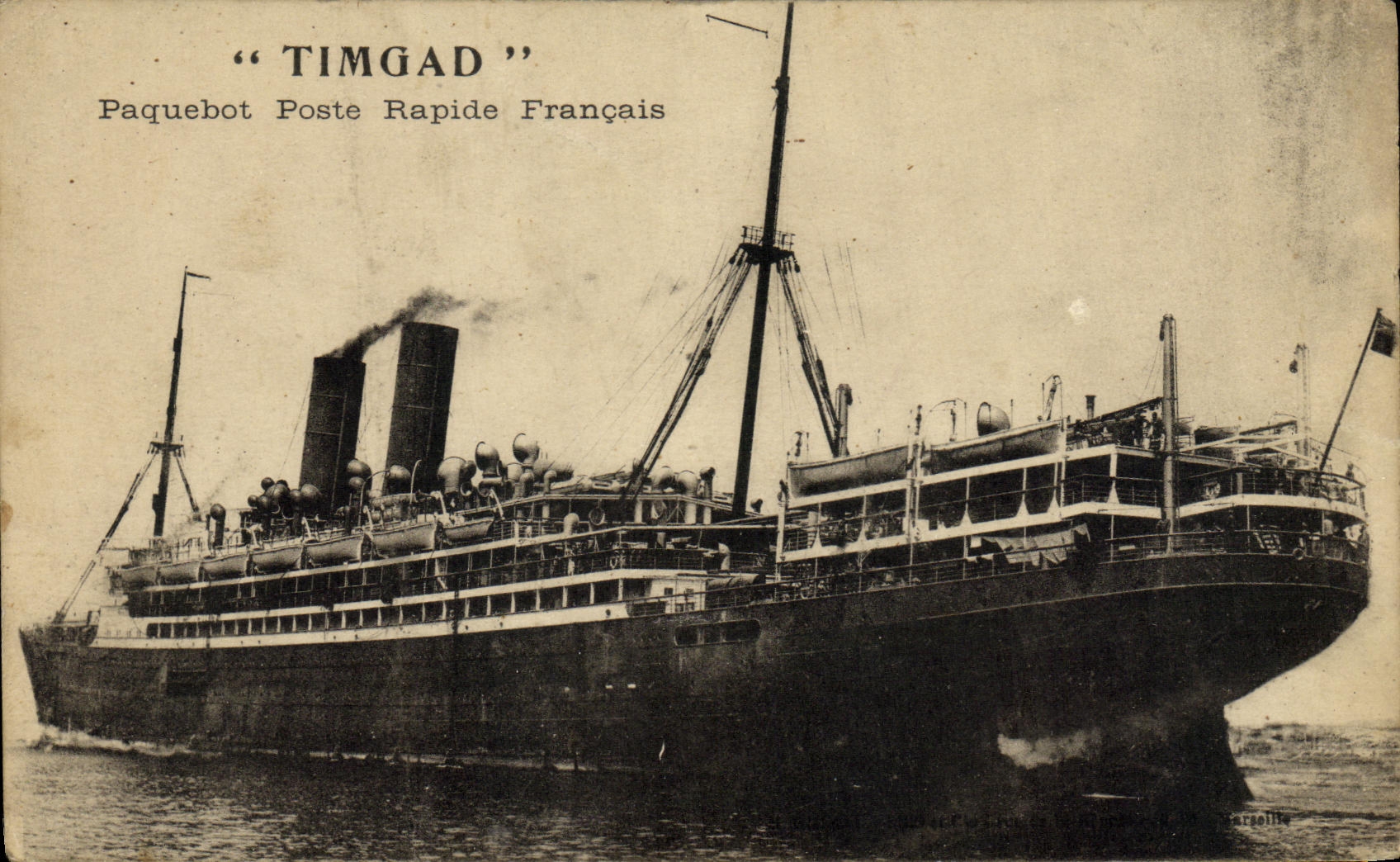 VINTAGE POSTCARD Bateau Timgad Paquebot Posts Fast French