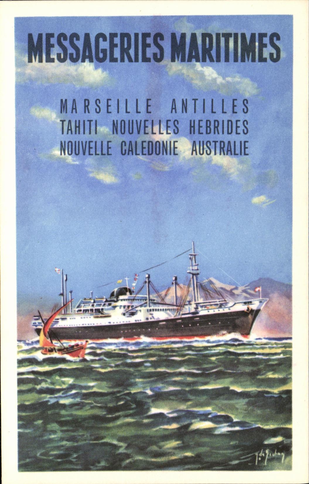 CPA Messageries Maritimes MArseille antibes Tahiti Nouvelles Hebrides Nouvelle caledonie Australie Bateaux APquebot