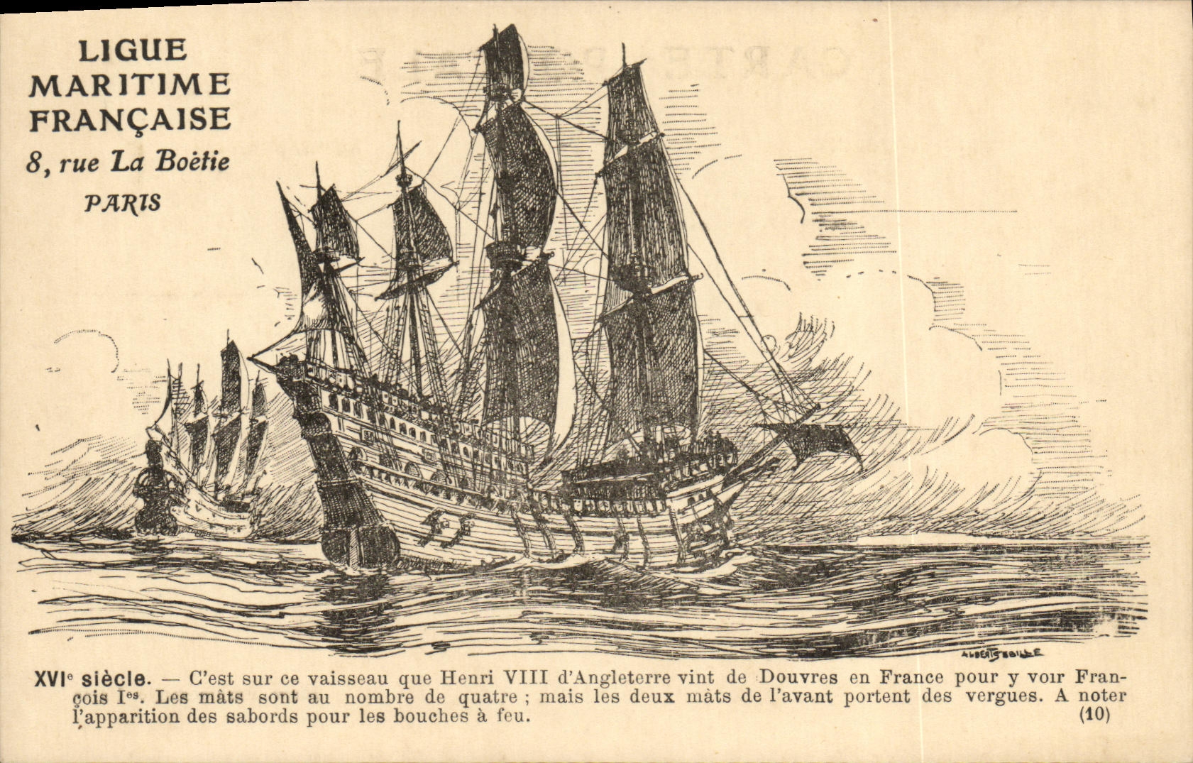 VINTAGE POSTCARD standard Boat of Henri VIII