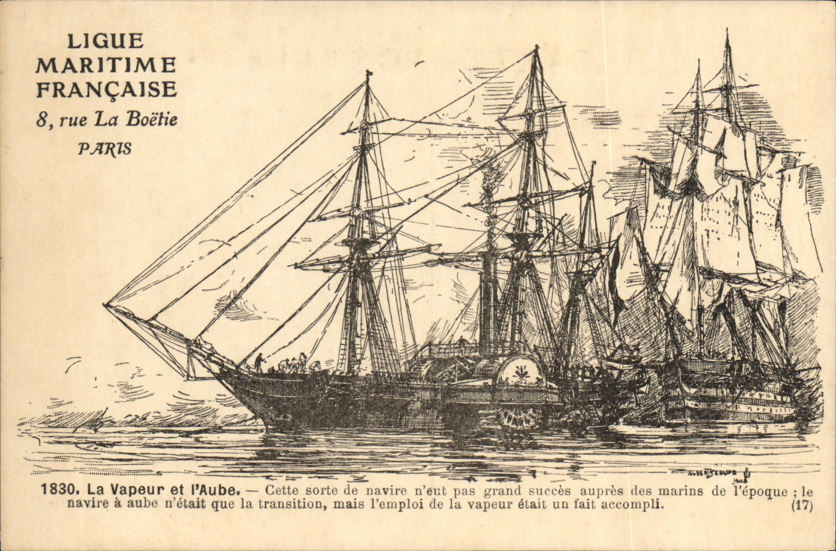 VINTAGE POSTCARD Boat Vapor and L Paddle