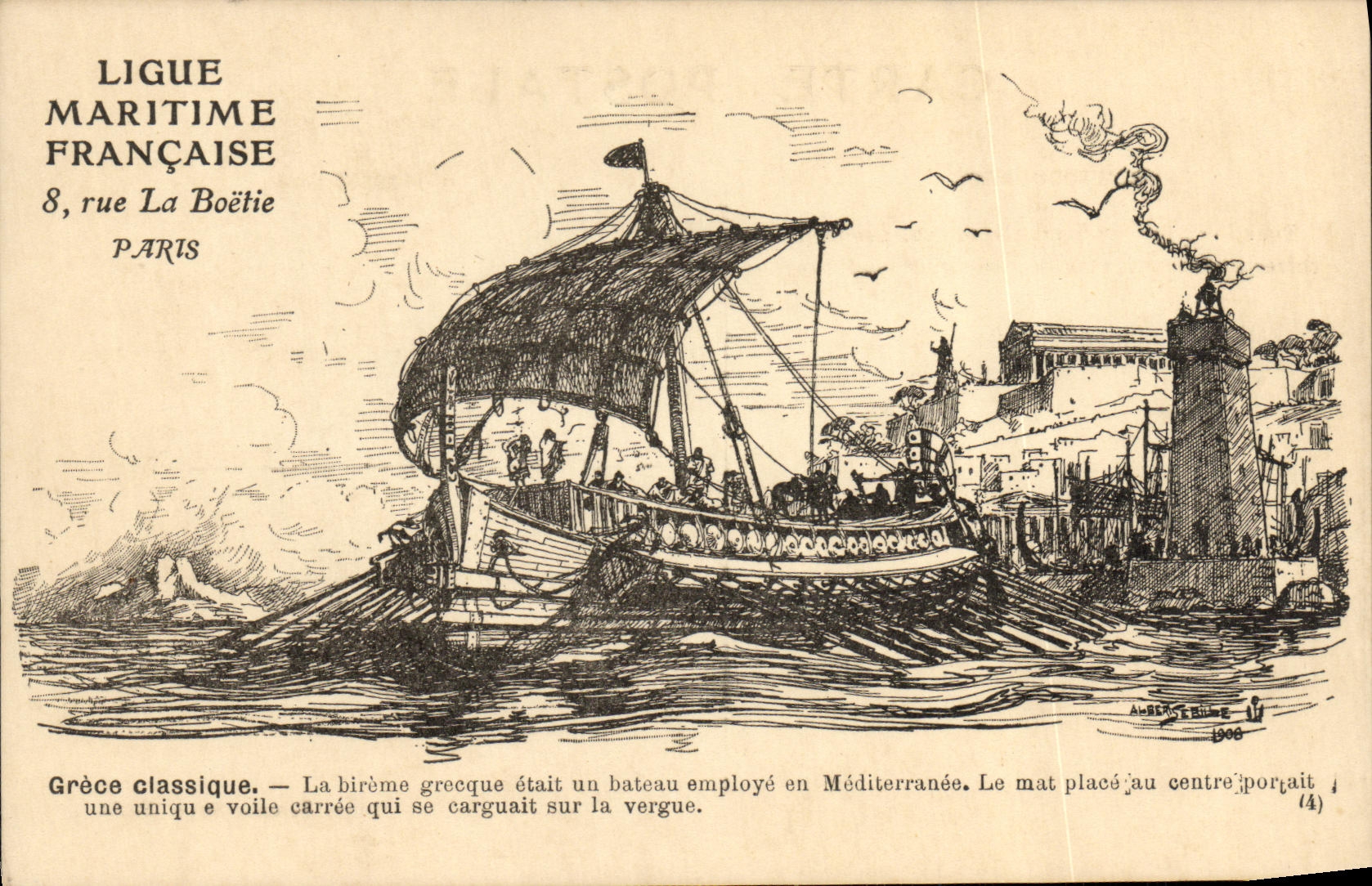 CPA Bateau Grece classique bireme grecque