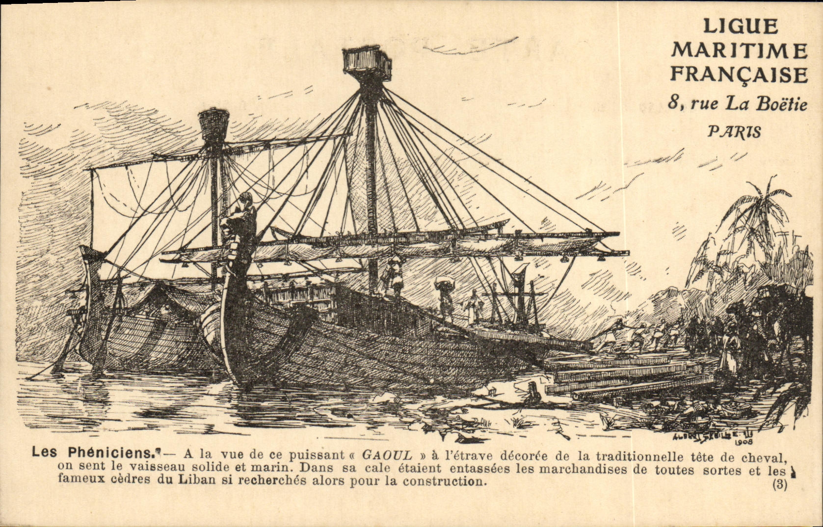 VINTAGE POSTCARD Pheniciens Boat