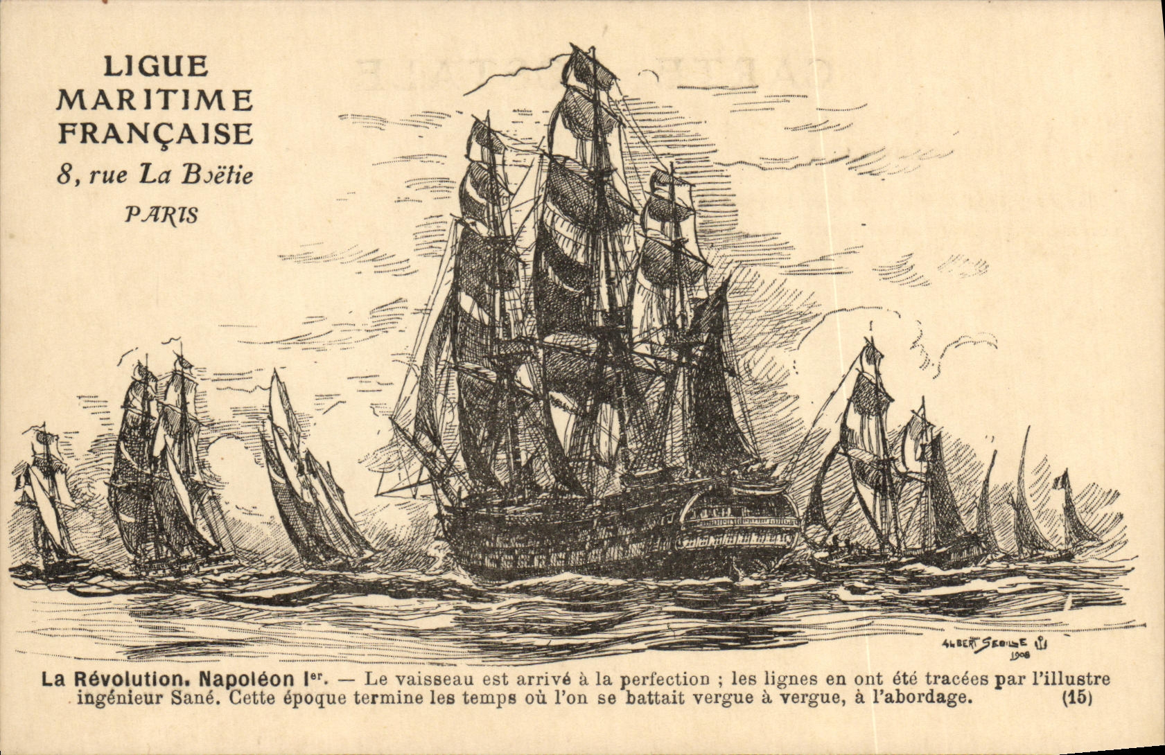 VINTAGE POSTCARD Boat Napoleon Revolution 1st