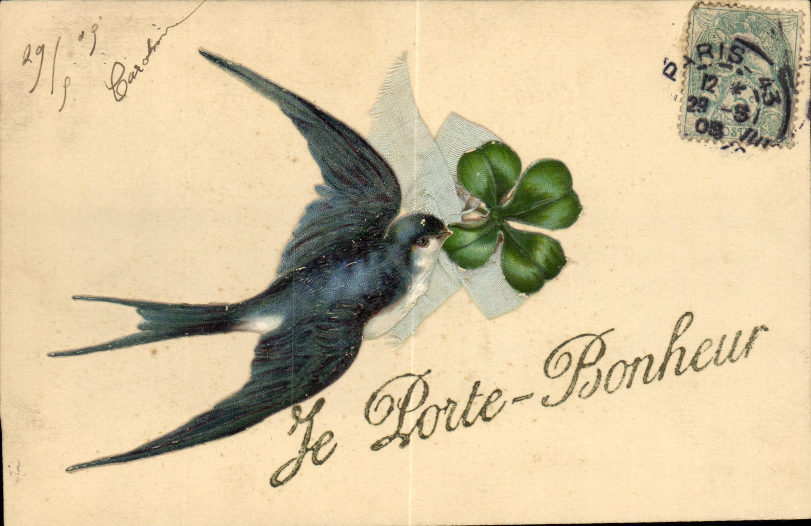 CPA Fantaisie Trefle Hirondelle