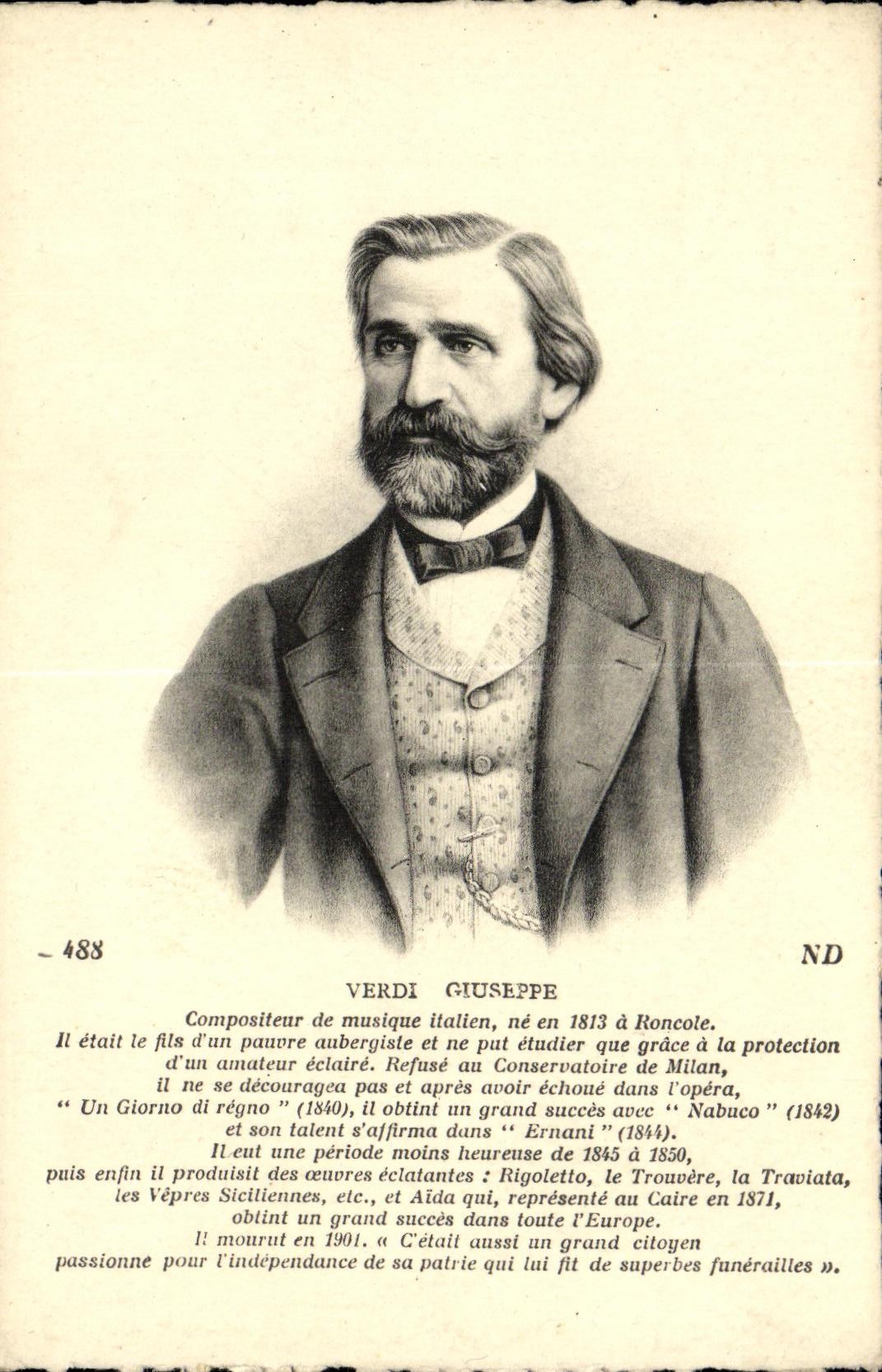 CPA Fantaisie Vedi Giuseppe Compositeur de musique