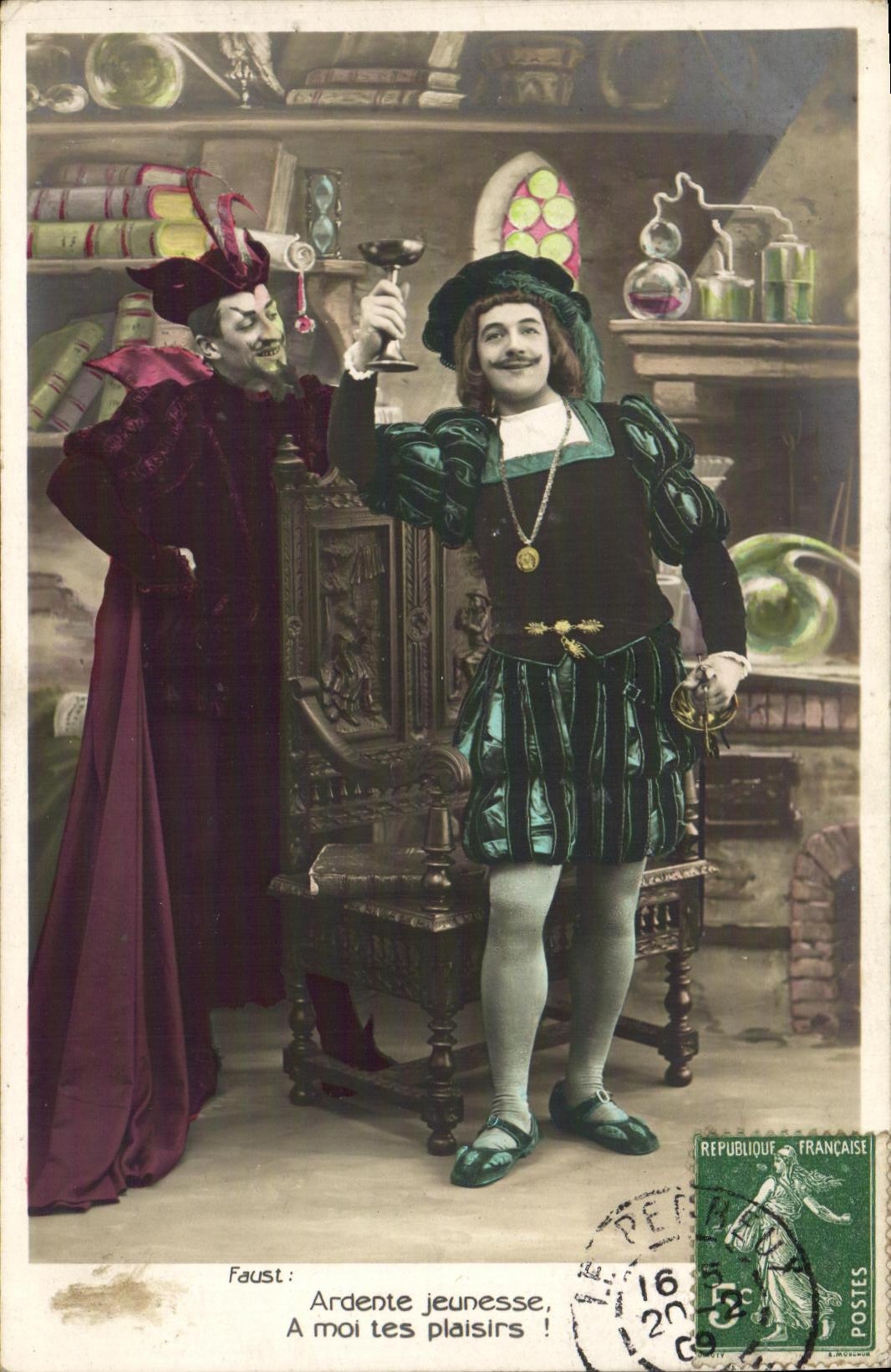 VINTAGE POSTCARD Fantasy Man Faust Devil