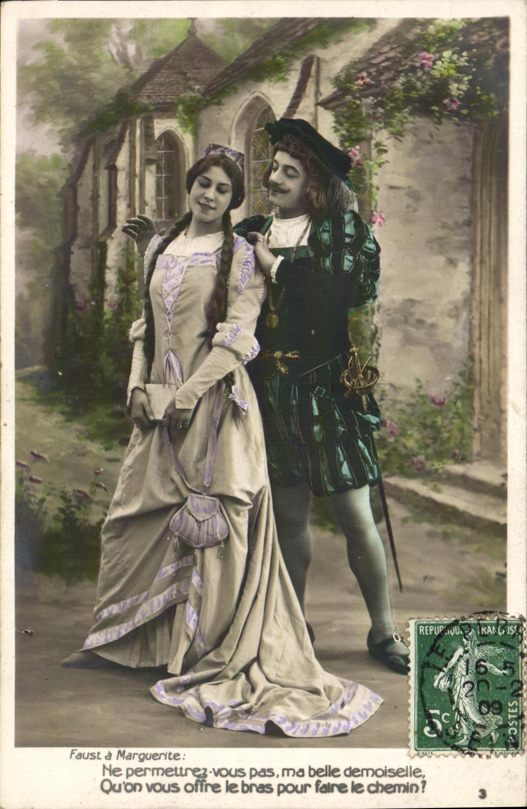 VINTAGE POSTCARD Fantaisie Faust Woman has Marguerite