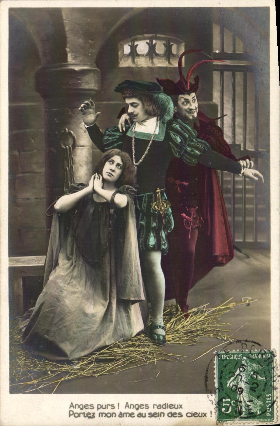VINTAGE POSTCARD Fantasy Woman FAust Devil