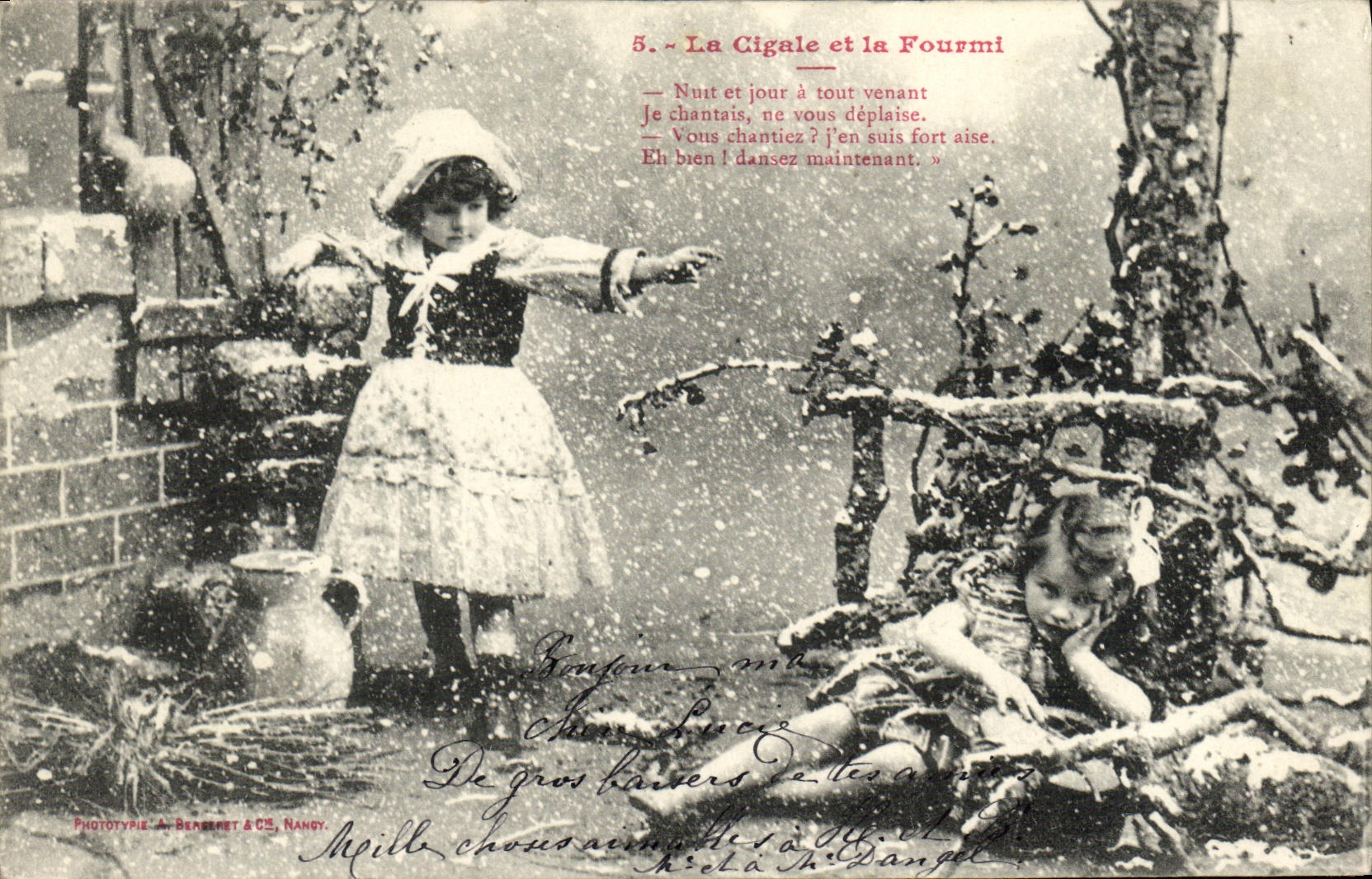 CPA Fantaisie Enfant La cigale et la fourmi 