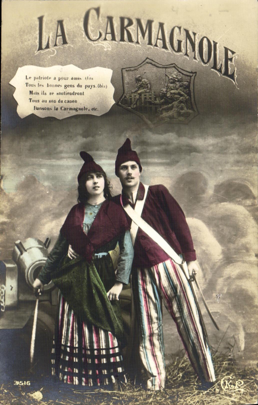 VINTAGE POSTCARD Fantasy Woman the Carmagnole Song