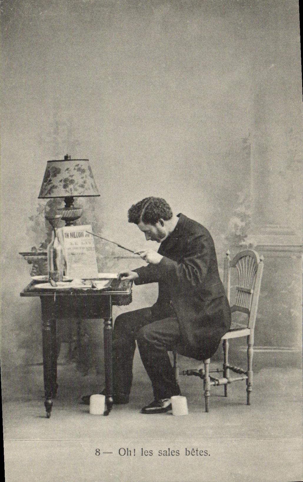 VINTAGE POSTCARD Fantasy Oh Man dirty animals