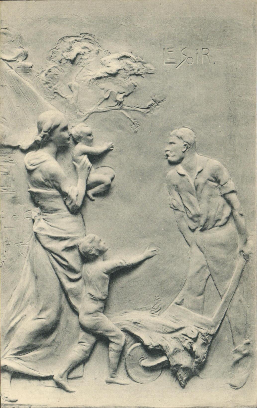 VINTAGE POSTCARD Fantasy Woman the evening