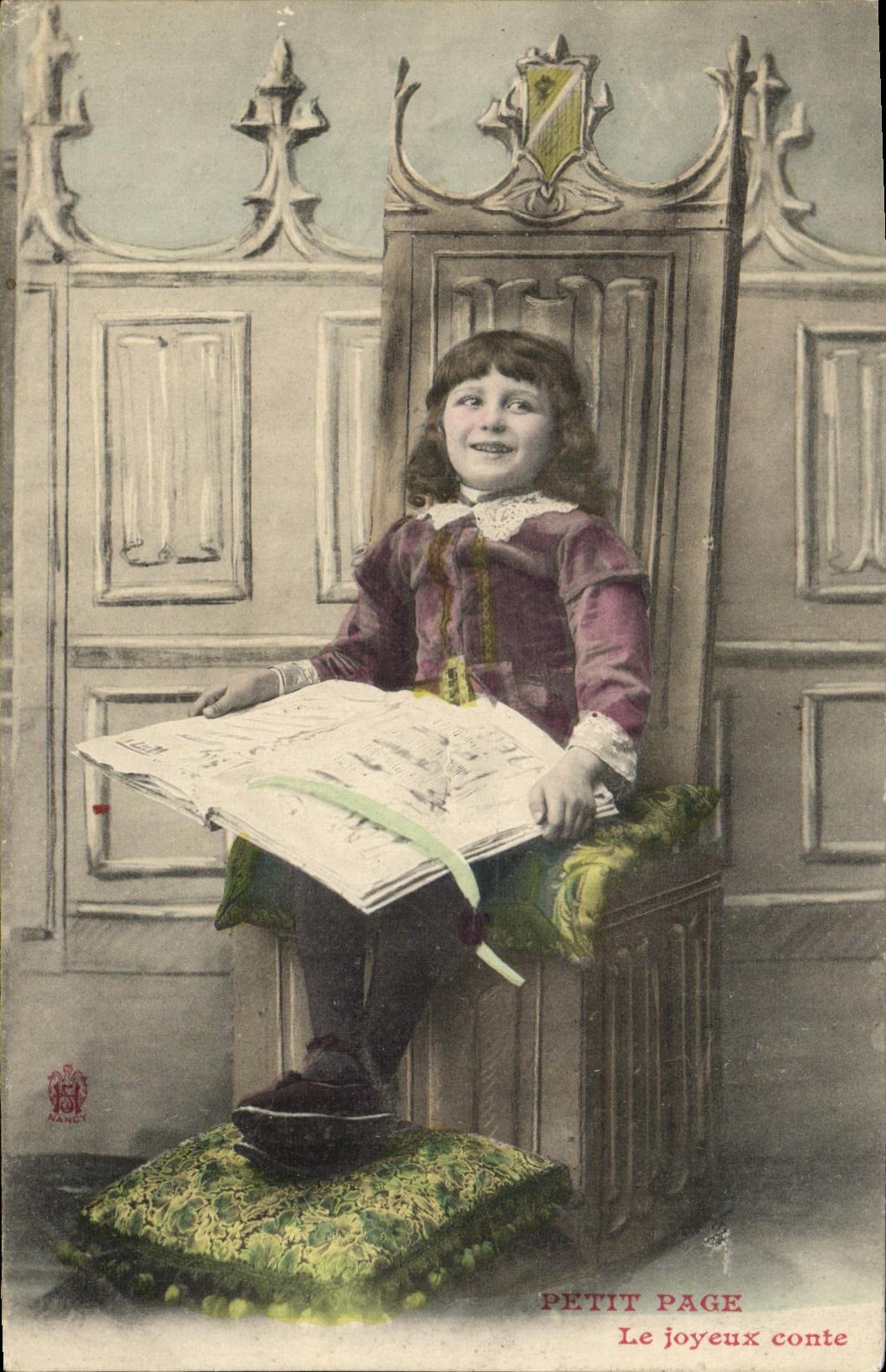 CPA Fantaisie Enfant Petit Page Le joyeux conte
