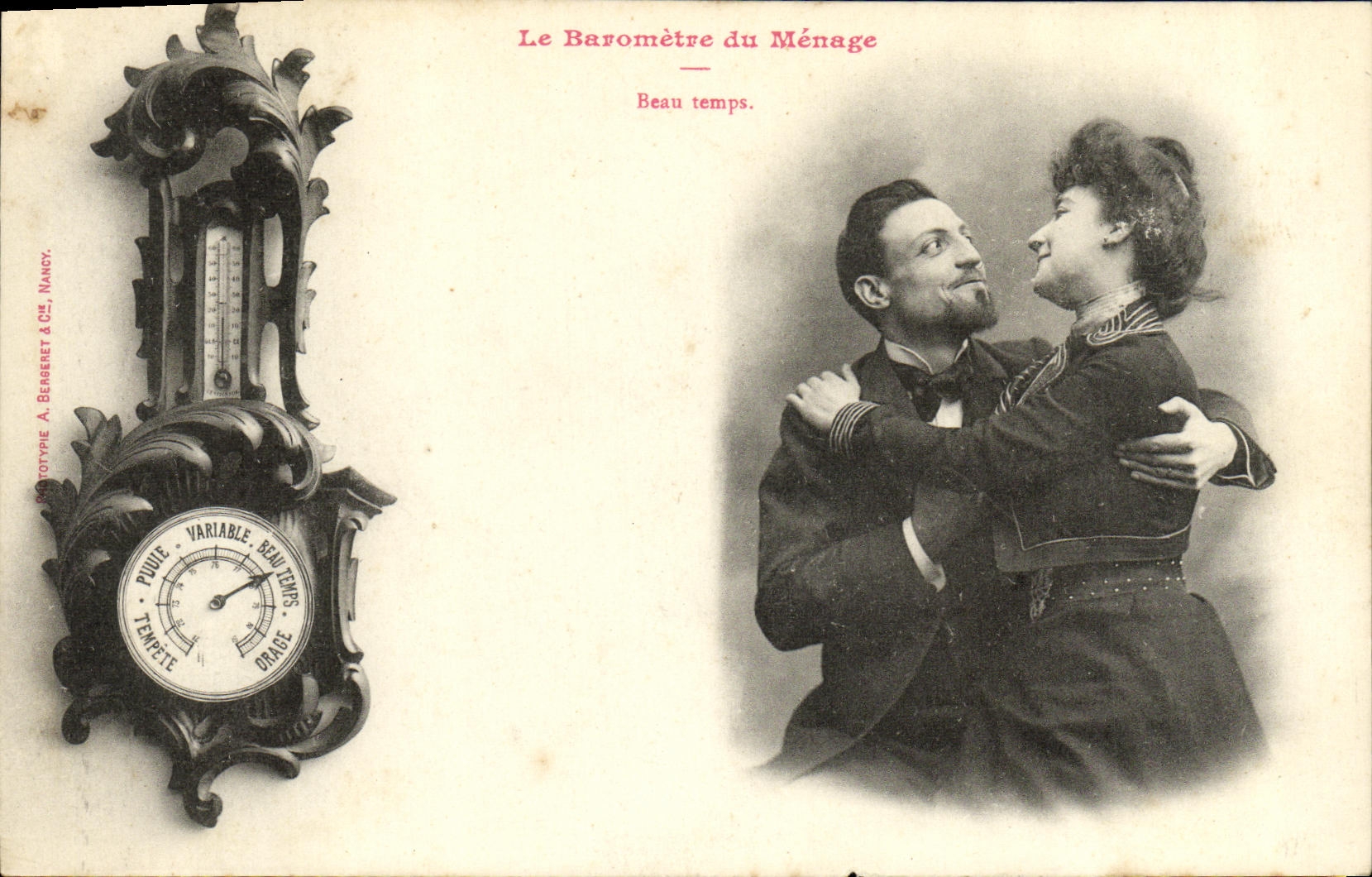 VINTAGE POSTCARD Fantasy Woman the barometer of the household Good weather