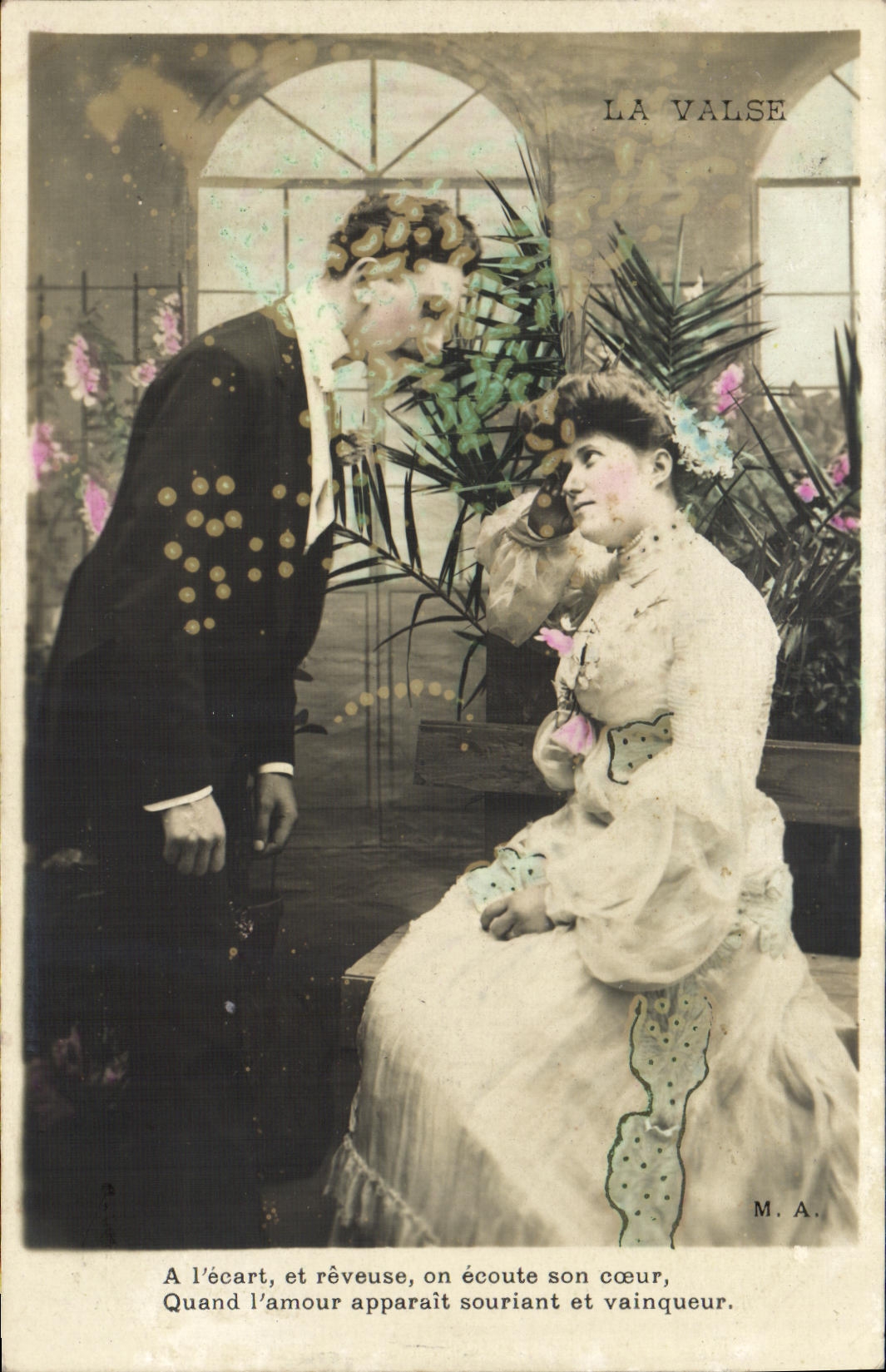 VINTAGE POSTCARD Fantasy Woman the waltz