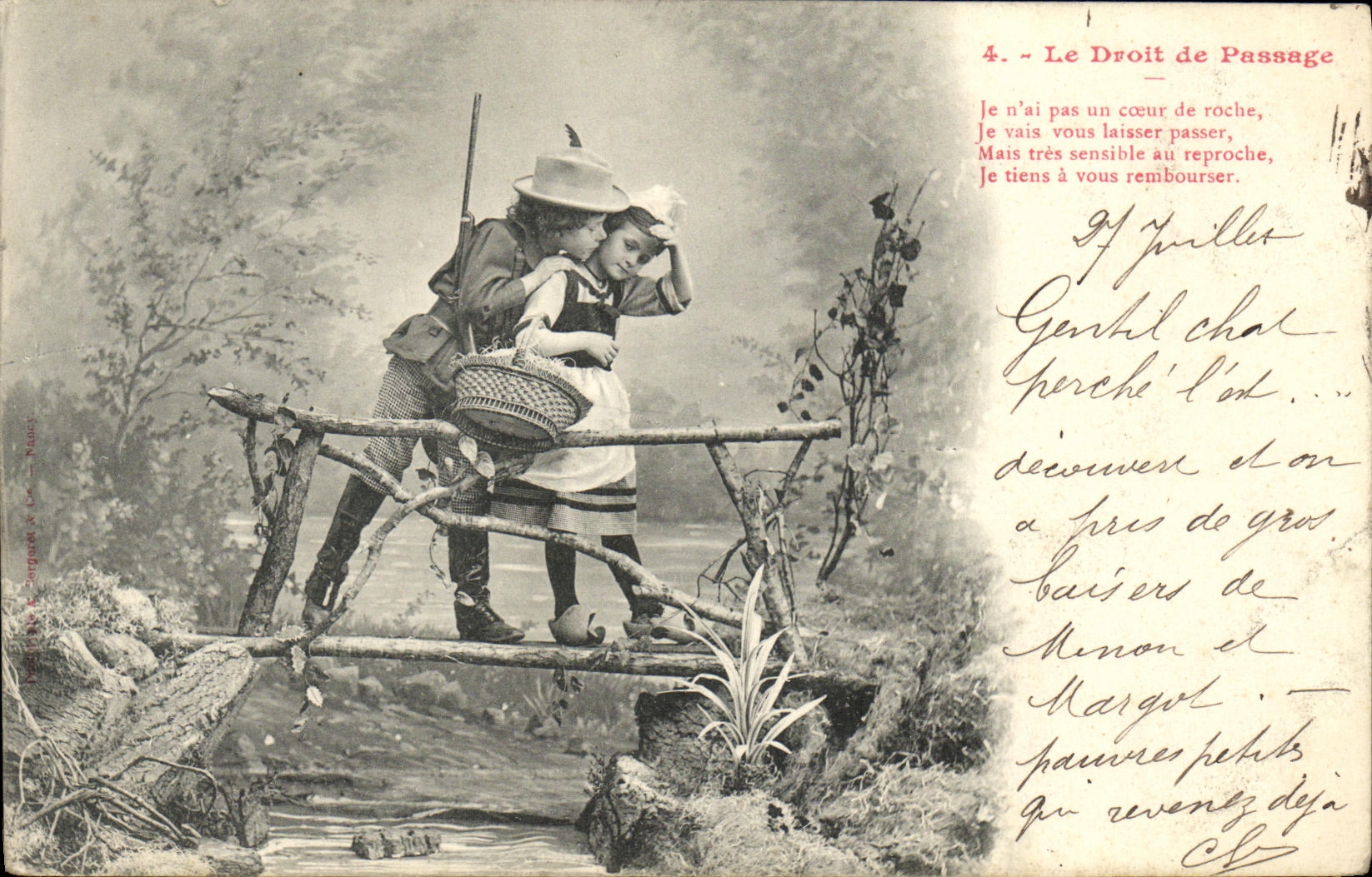 CPA Fantaisie Enfants Le droit de passage Chasse Chasseur 