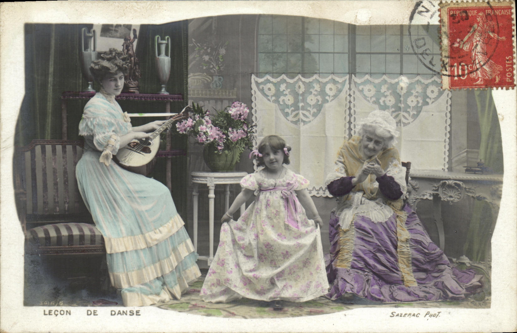 CPA Fantaisie Femme Lecon de danse Enfant