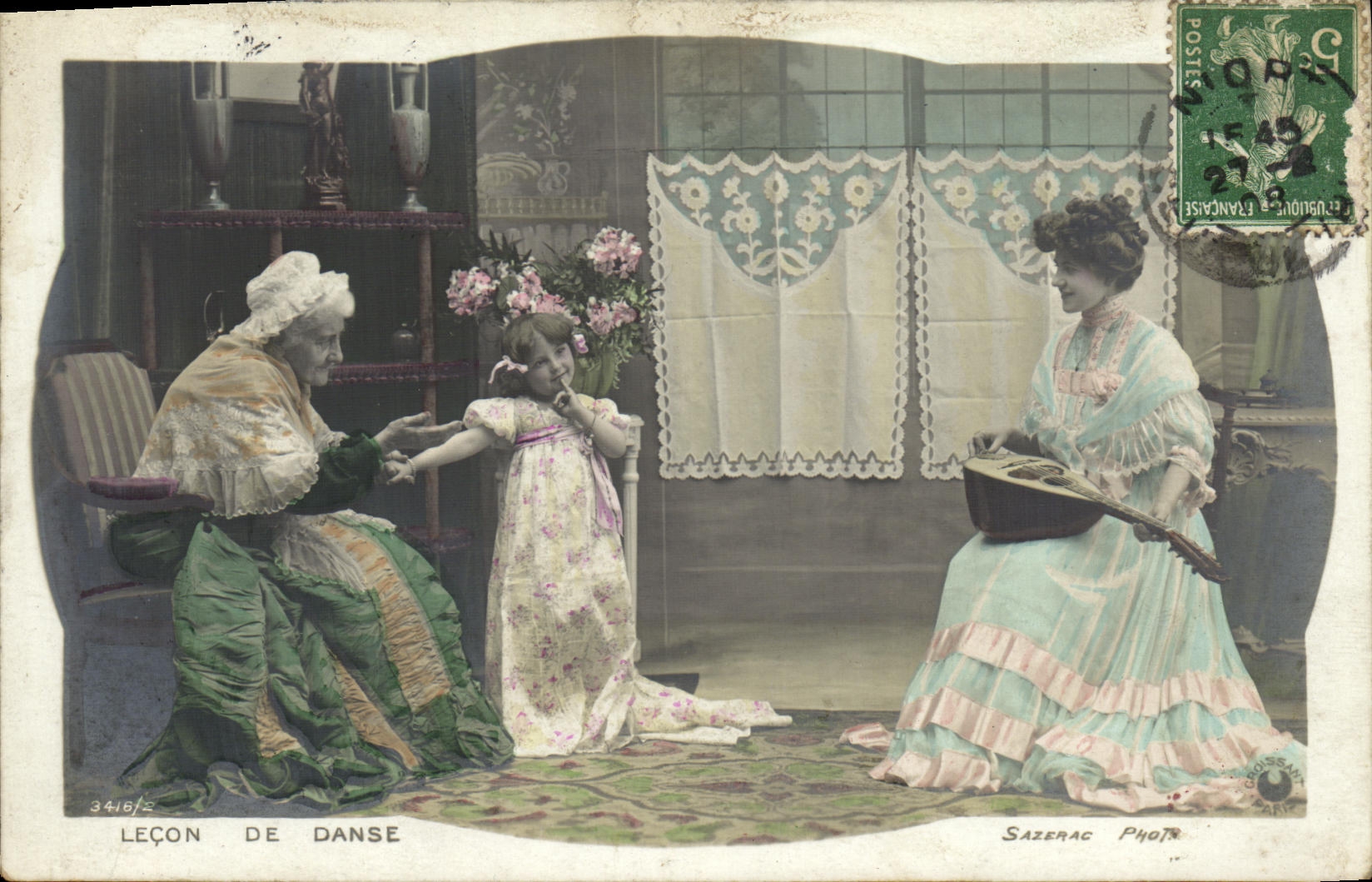 VINTAGE POSTCARD Fantasy Woman Lesson of dance