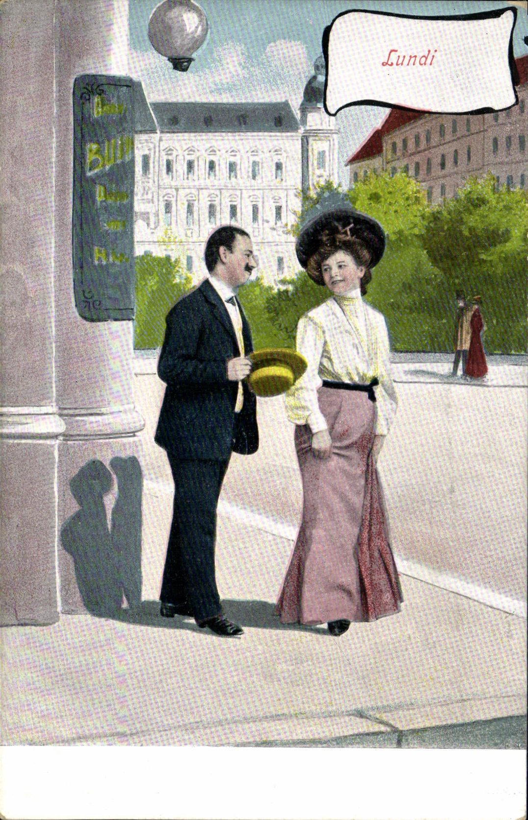 VINTAGE POSTCARD Fantasy Woman Monday